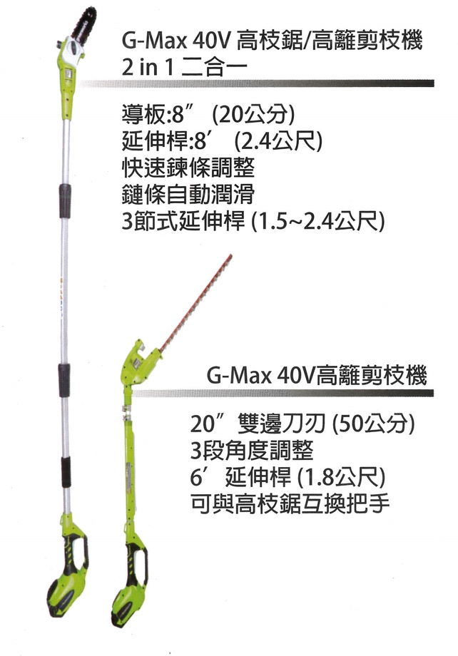 G-Max 40V長臂籬笆剪-1